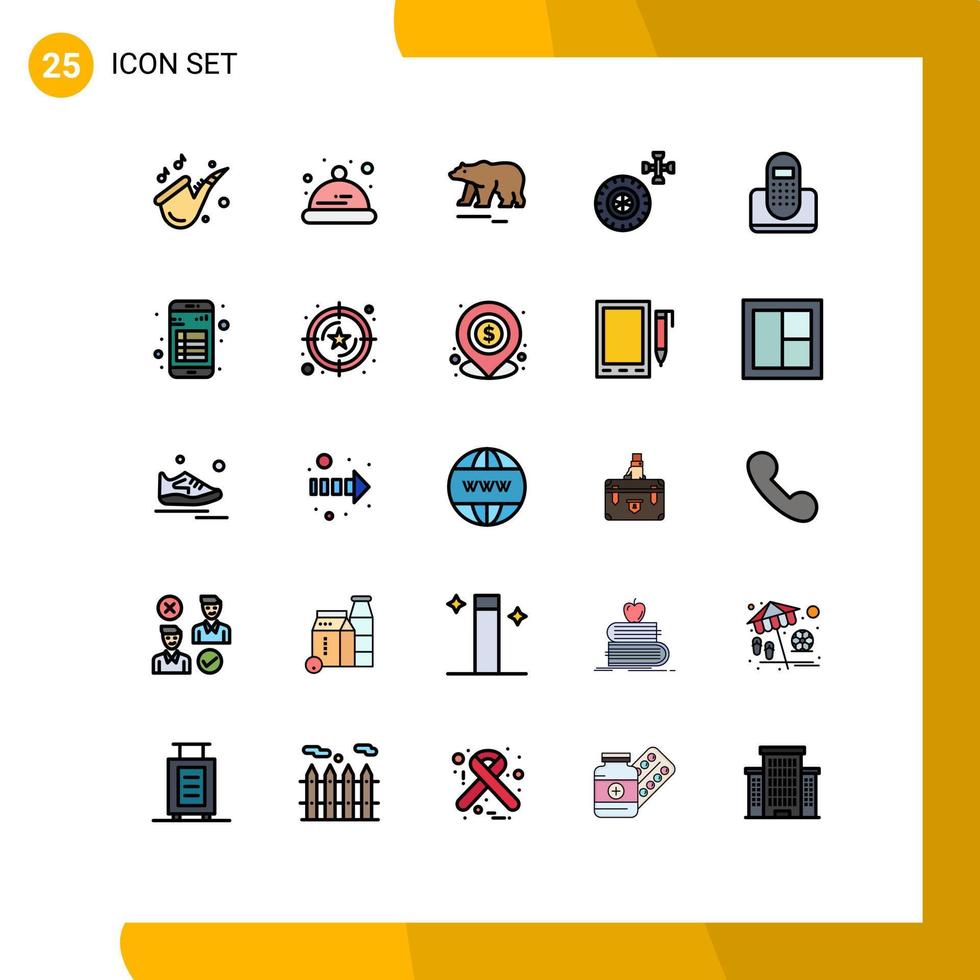 Stock Vector Icon Pack of 25 Line Signs and Symbols for device communication bear call service Editable Vector Design Elements