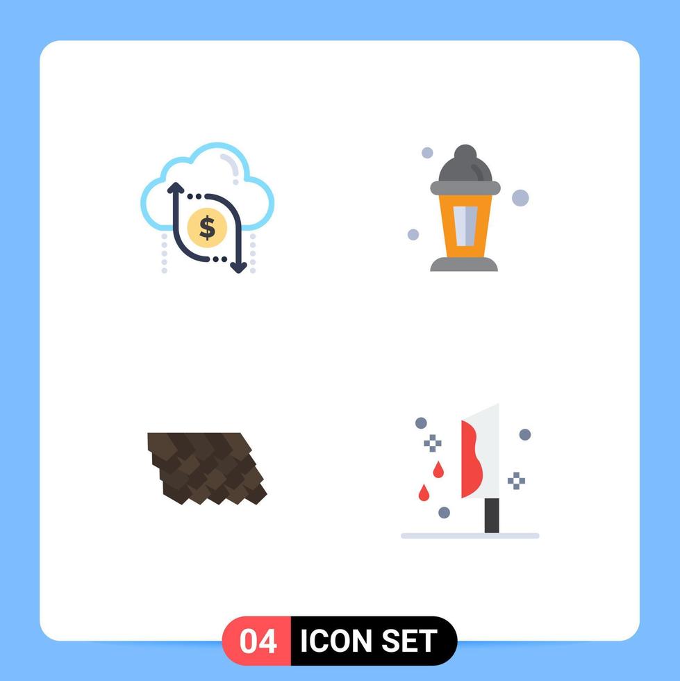 4 Universal Flat Icon Signs Symbols of cloud roof arrow islam top Editable Vector Design Elements