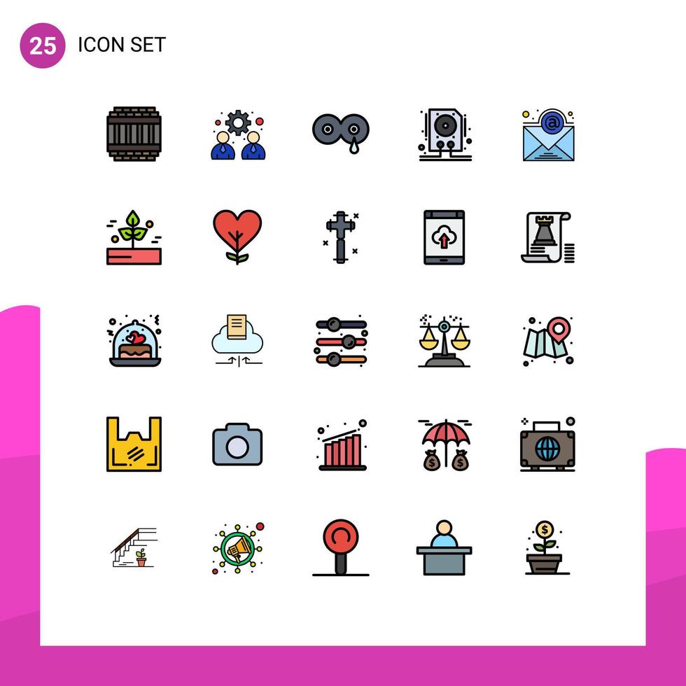 Universal Icon Symbols Group of 25 Modern Filled line Flat Colors of newsletter storage breast hdd data Editable Vector Design Elements