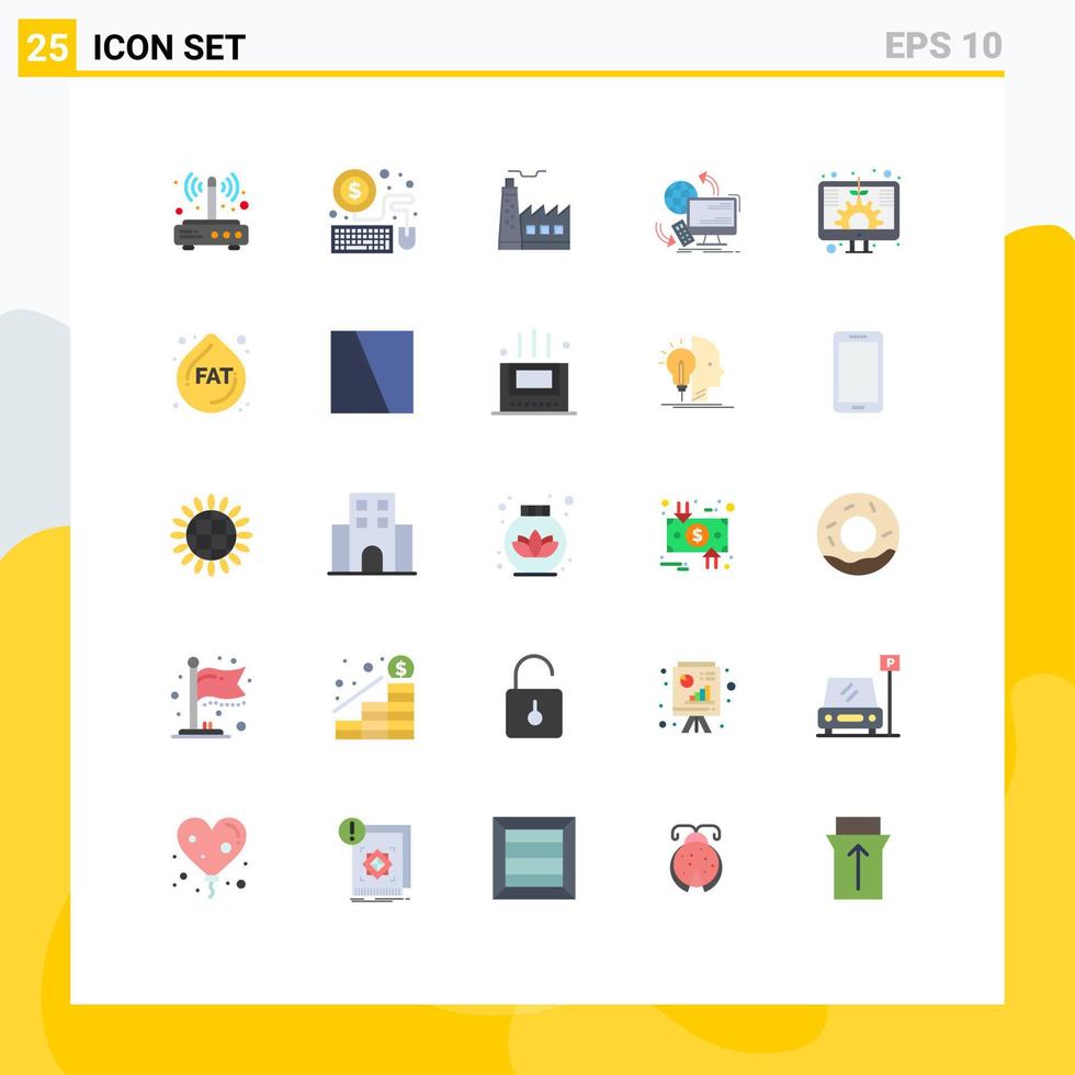 Pack of 25 Modern Flat Colors Signs and Symbols for Web Print Media such as digital remote building monitoring access Editable Vector Design Elements