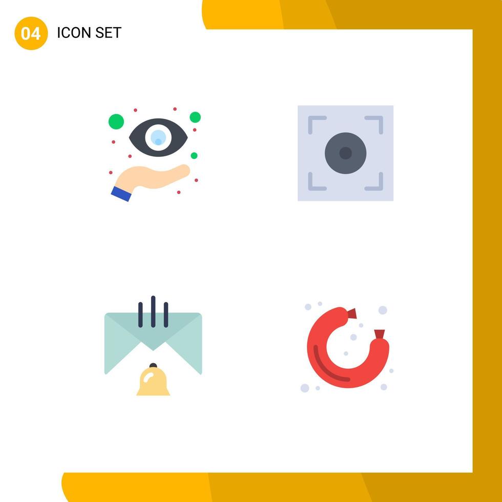 Modern Set of 4 Flat Icons Pictograph of eye communication view camera email Editable Vector Design Elements