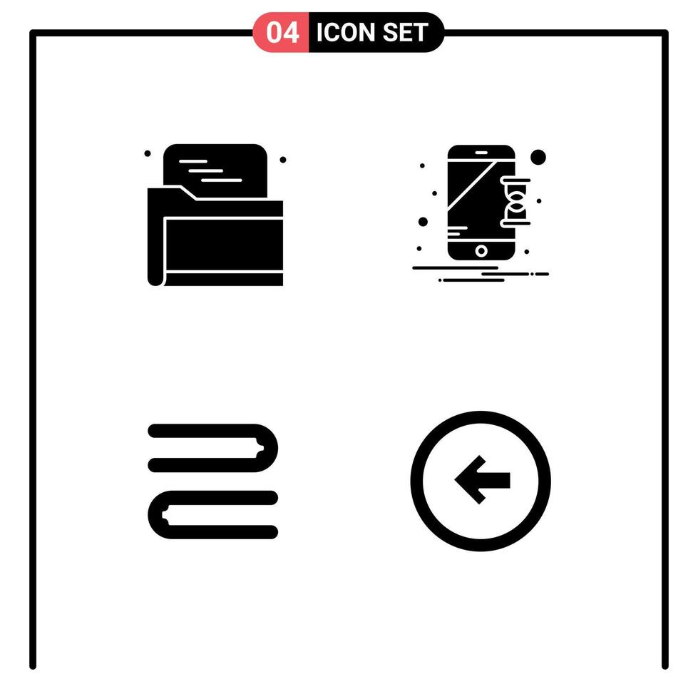 Solid Glyph Pack of 4 Universal Symbols of seo cleaning data mobile arrow Editable Vector Design Elements