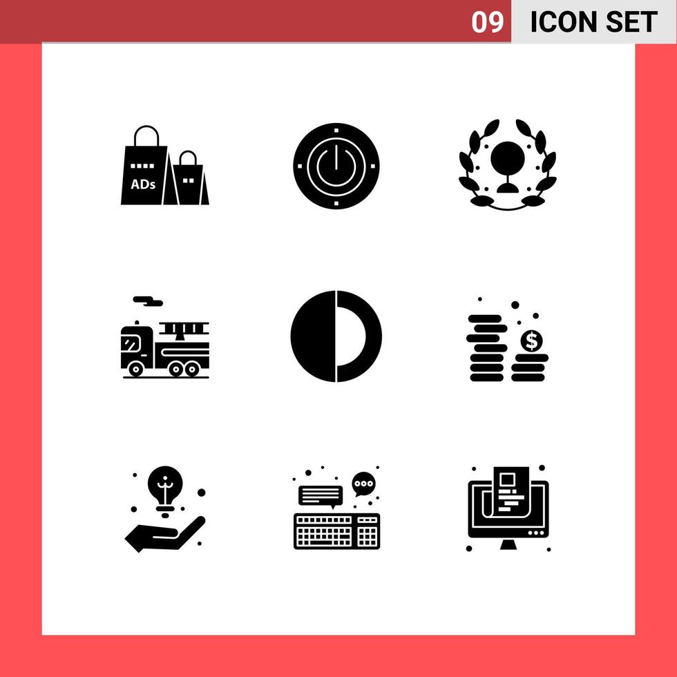 9 User Interface Solid Glyph Pack of modern Signs and Symbols of space transport computing quad leaf Editable Vector Design Elements