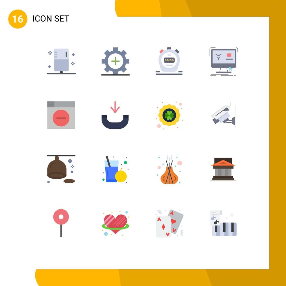 Modern Set of 16 Flat Colors and symbols such as smart monitor hospital computer watch Editable Pack of Creative Vector Design Elements