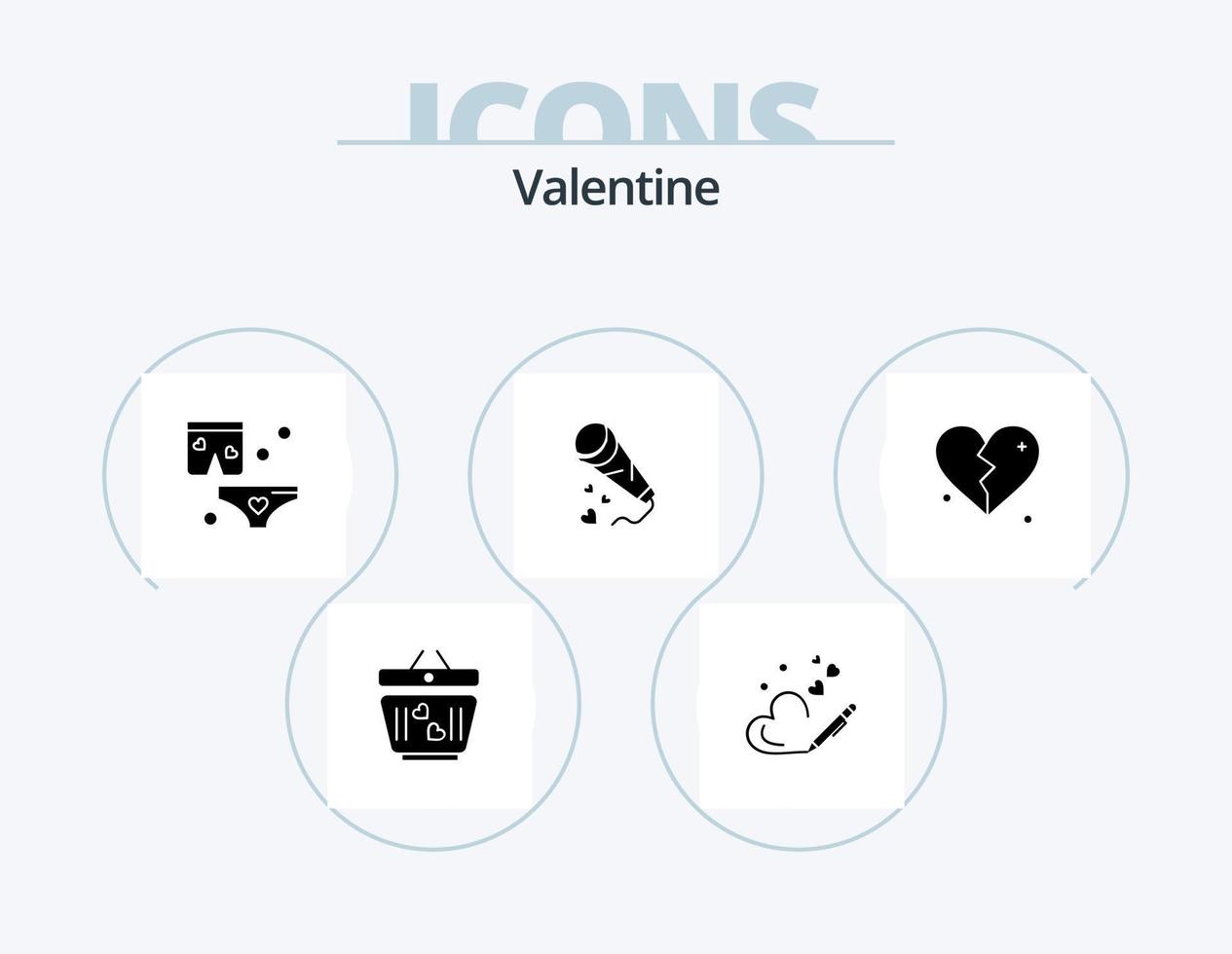 Valentine Glyph Icon Pack 5 Icon Design. love. love. pen. day. valentine vector