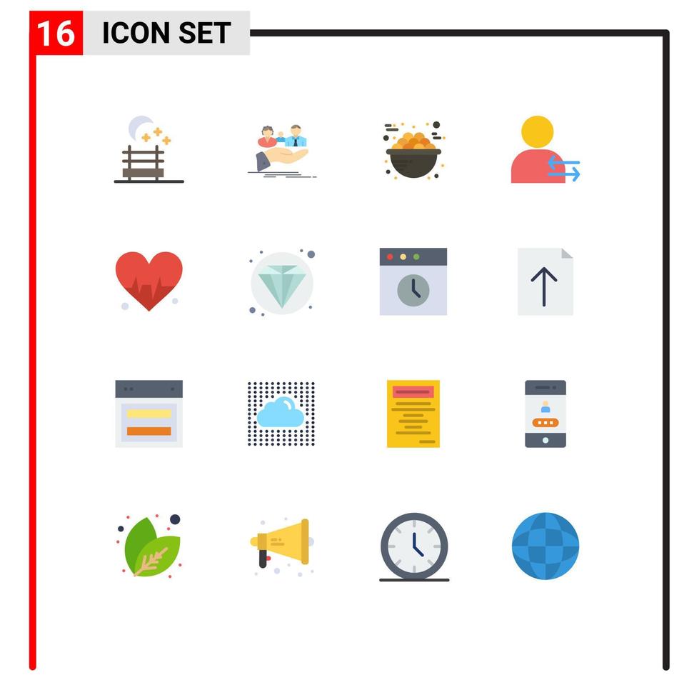 Set of 16 Modern UI Icons Symbols Signs for heart right food left man Editable Pack of Creative Vector Design Elements