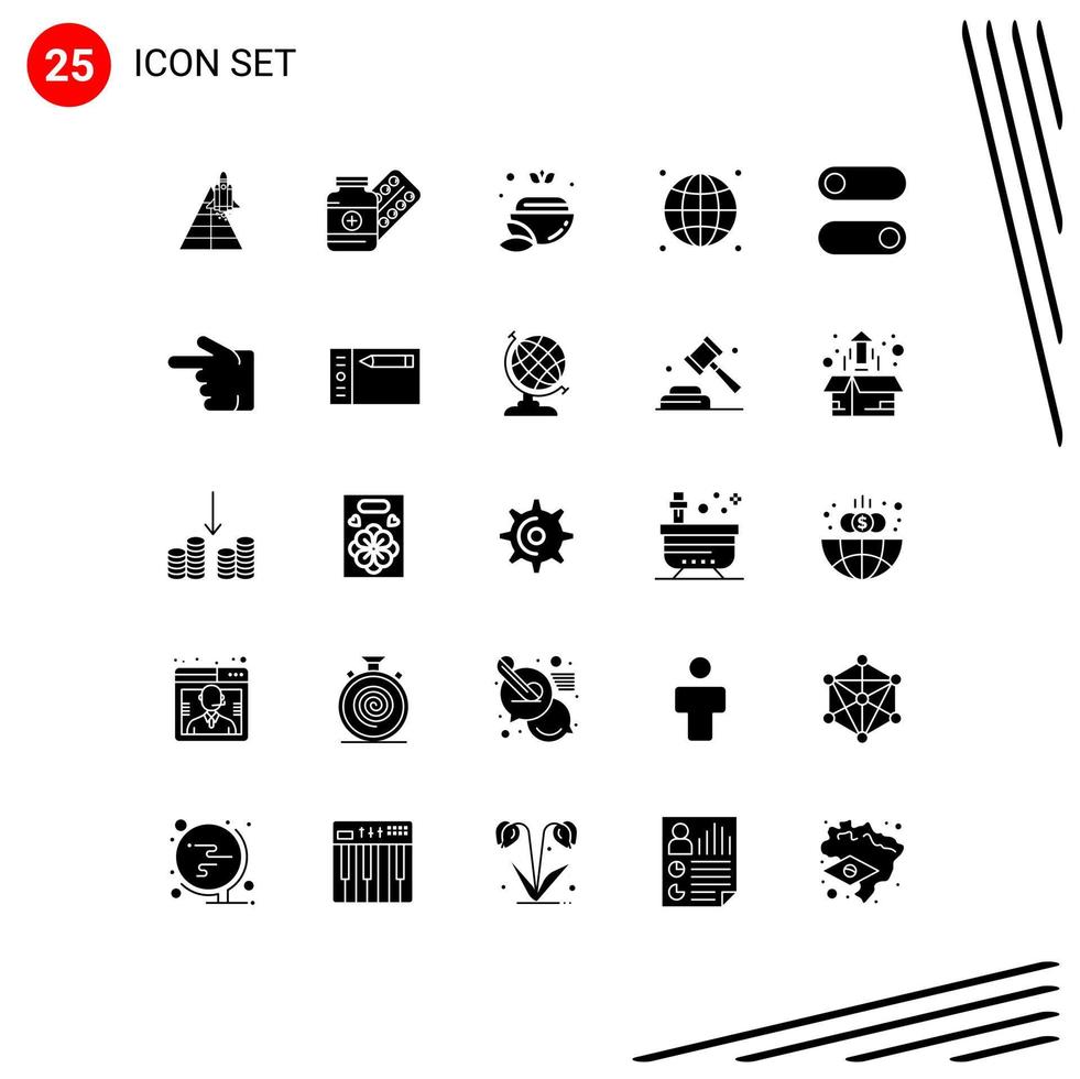 Universal Icon Symbols Group of 25 Modern Solid Glyphs of network focus drugs connected spa Editable Vector Design Elements