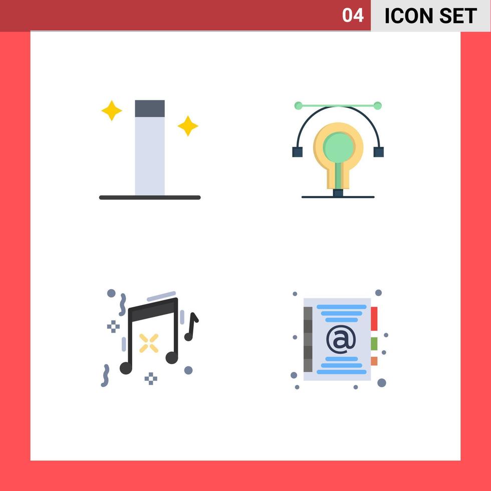 4 Thematic Vector Flat Icons and Editable Symbols of magic party bulb educat book Editable Vector Design Elements