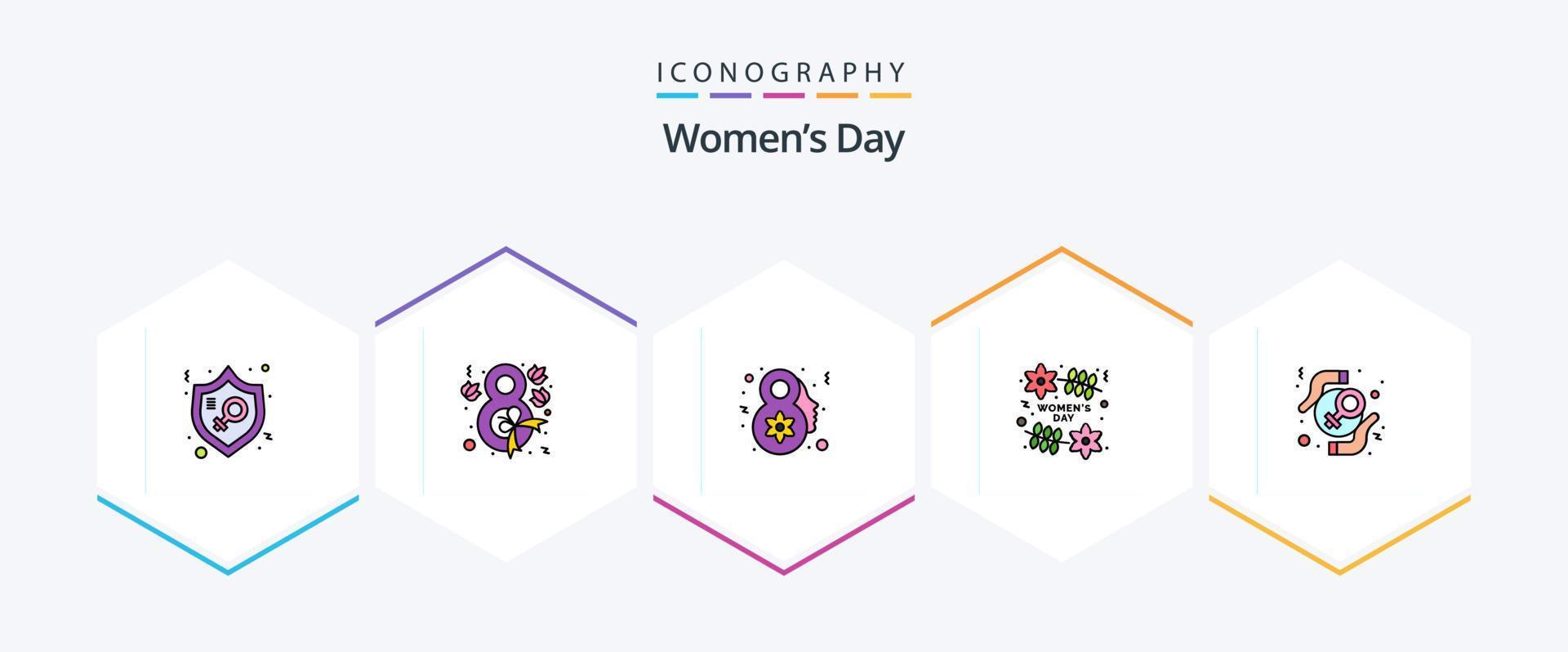 Womens Day 25 FilledLine icon pack including protect. women. ribbon. day. day vector