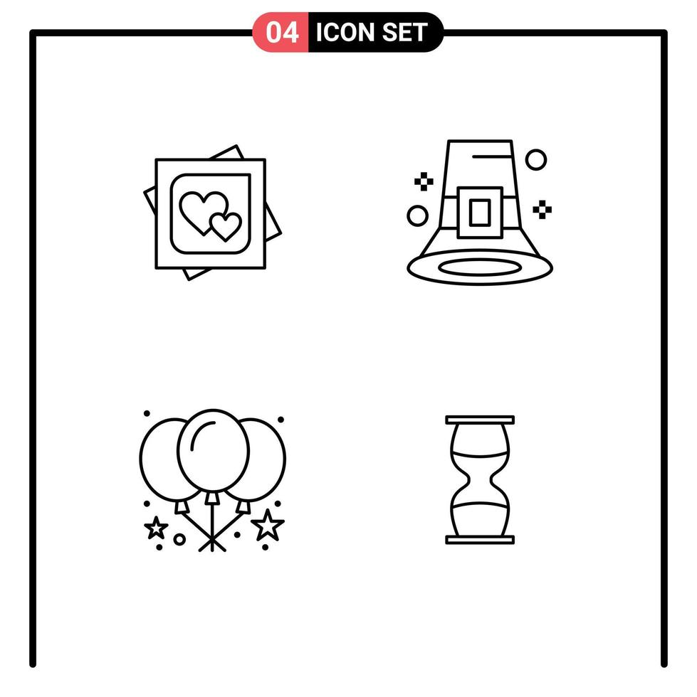 4 Creative Icons Modern Signs and Symbols of card pilgrim marriage card fall balloon Editable Vector Design Elements