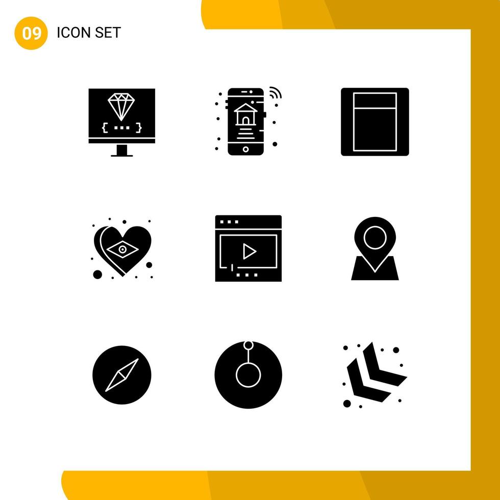 paquete de iconos de vector de stock de 9 signos y símbolos de línea para los medios de comunicación amor bienes raíces corazón brasil elementos de diseño de vector editables