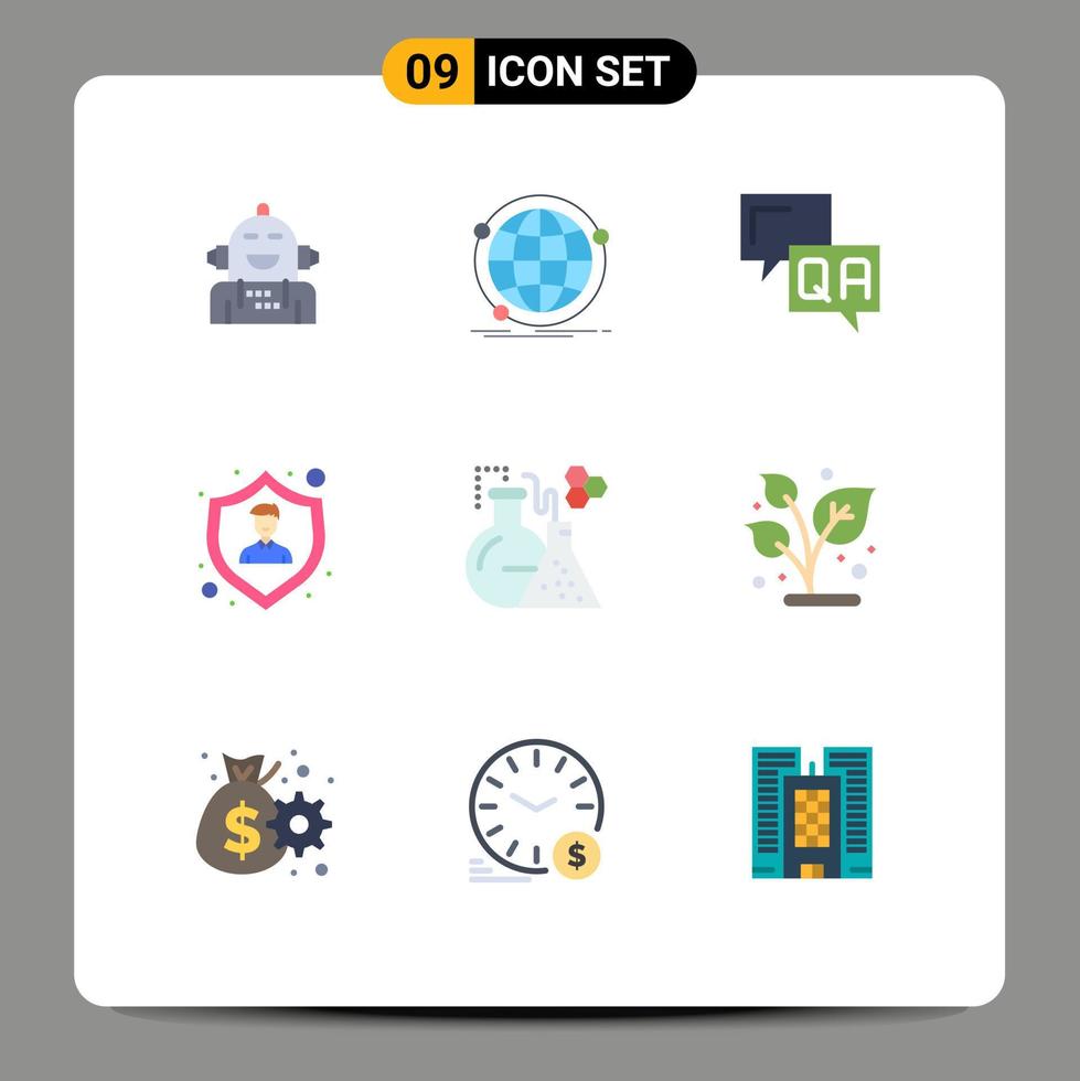 Set of 9 Modern UI Icons Symbols Signs for employee insurance protection network insurance help Editable Vector Design Elements