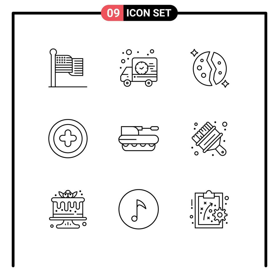 Set of 9 Modern UI Icons Symbols Signs for howitzer plus astronomy add space Editable Vector Design Elements
