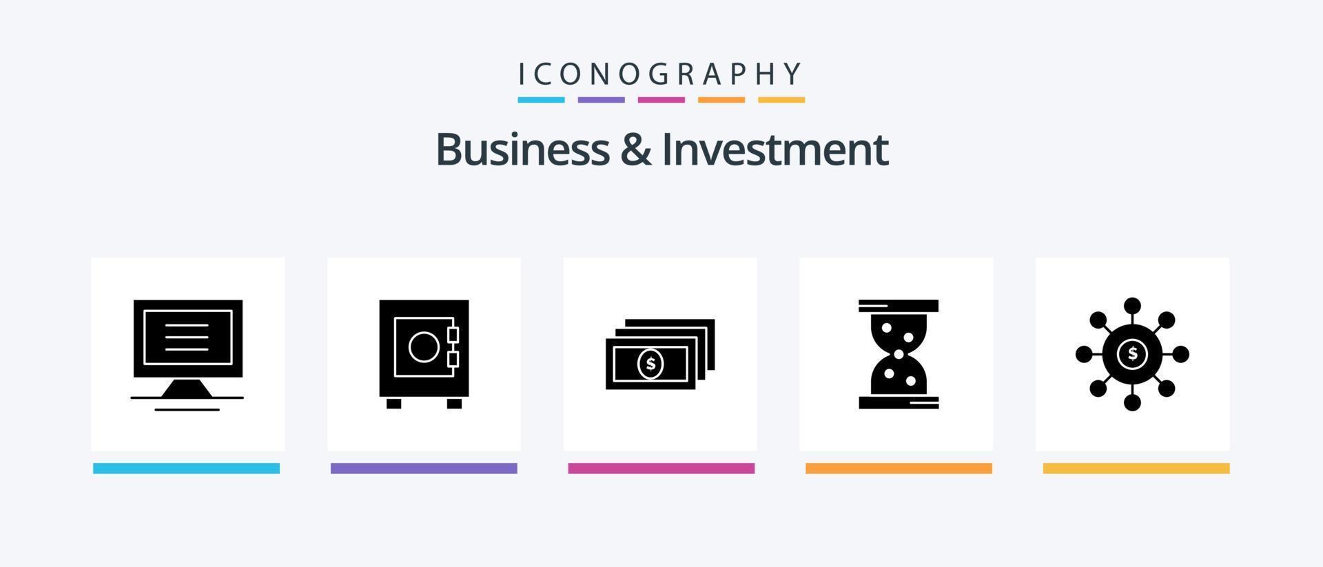 Business And Investment Glyph 5 Icon Pack Including . seeding. cash. connection. dollar. Creative Icons Design vector