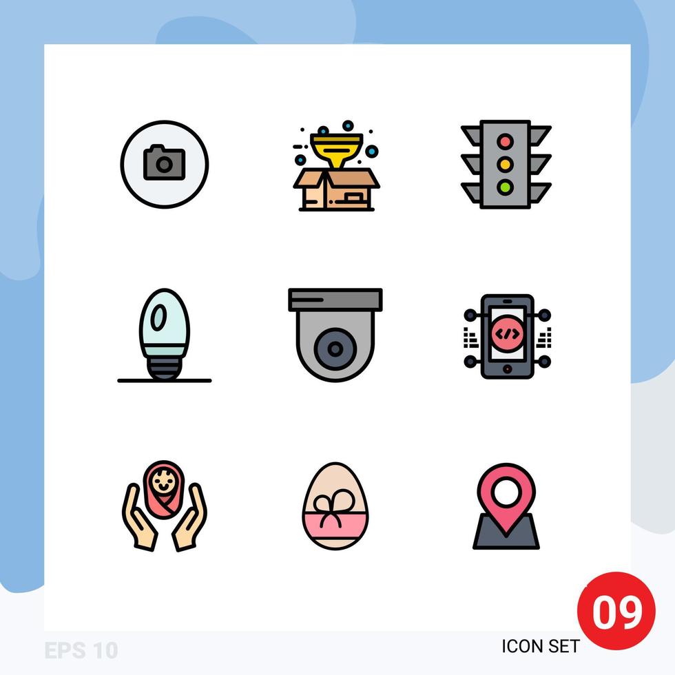 9 Creative Icons Modern Signs and Symbols of dome lamp light candle rule Editable Vector Design Elements
