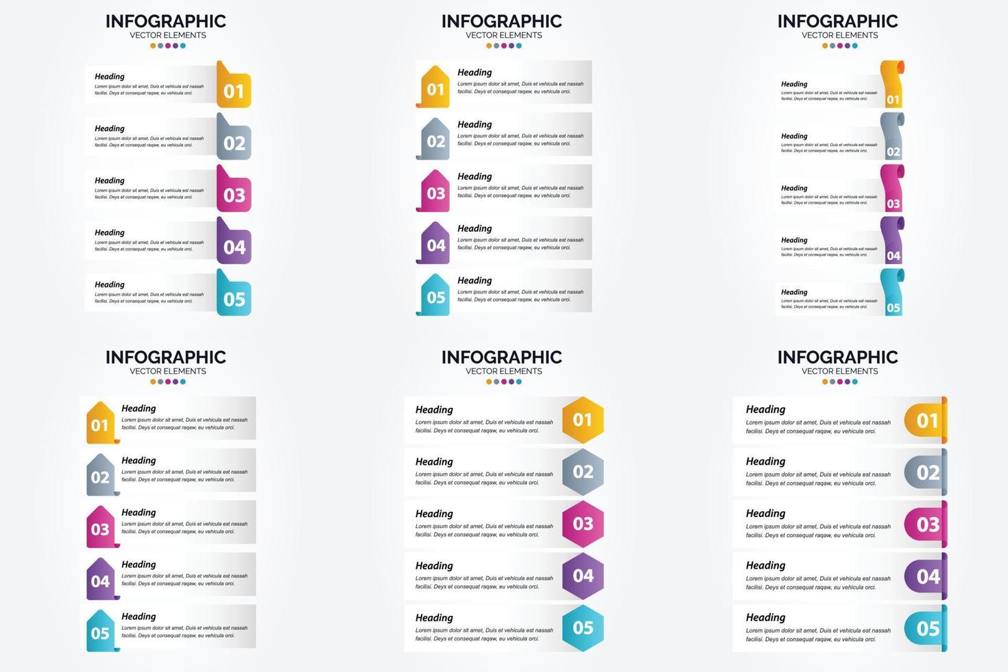 These vector infographics are ideal for advertising in a brochure. flyer. or magazine.