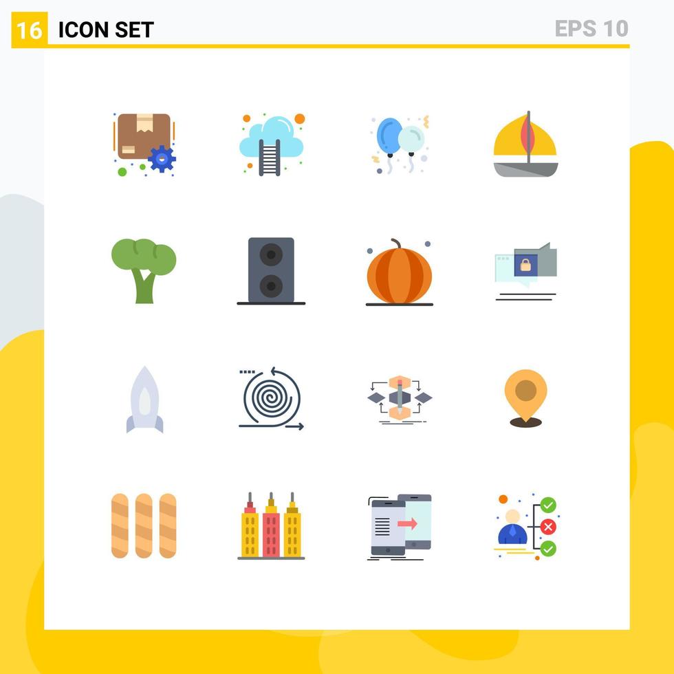 16 Creative Icons Modern Signs and Symbols of organic broccoli balloon ship beach Editable Pack of Creative Vector Design Elements