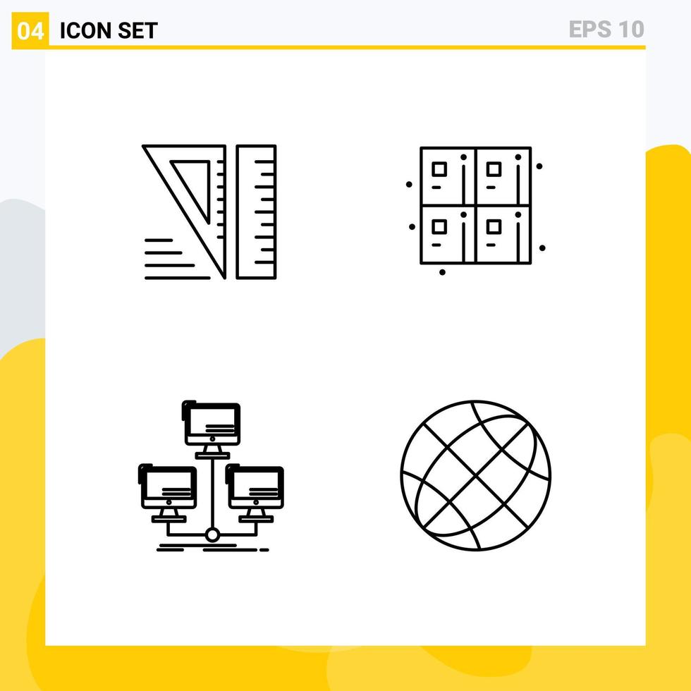 4 Creative Icons Modern Signs and Symbols of education connection back to school formula computer Editable Vector Design Elements