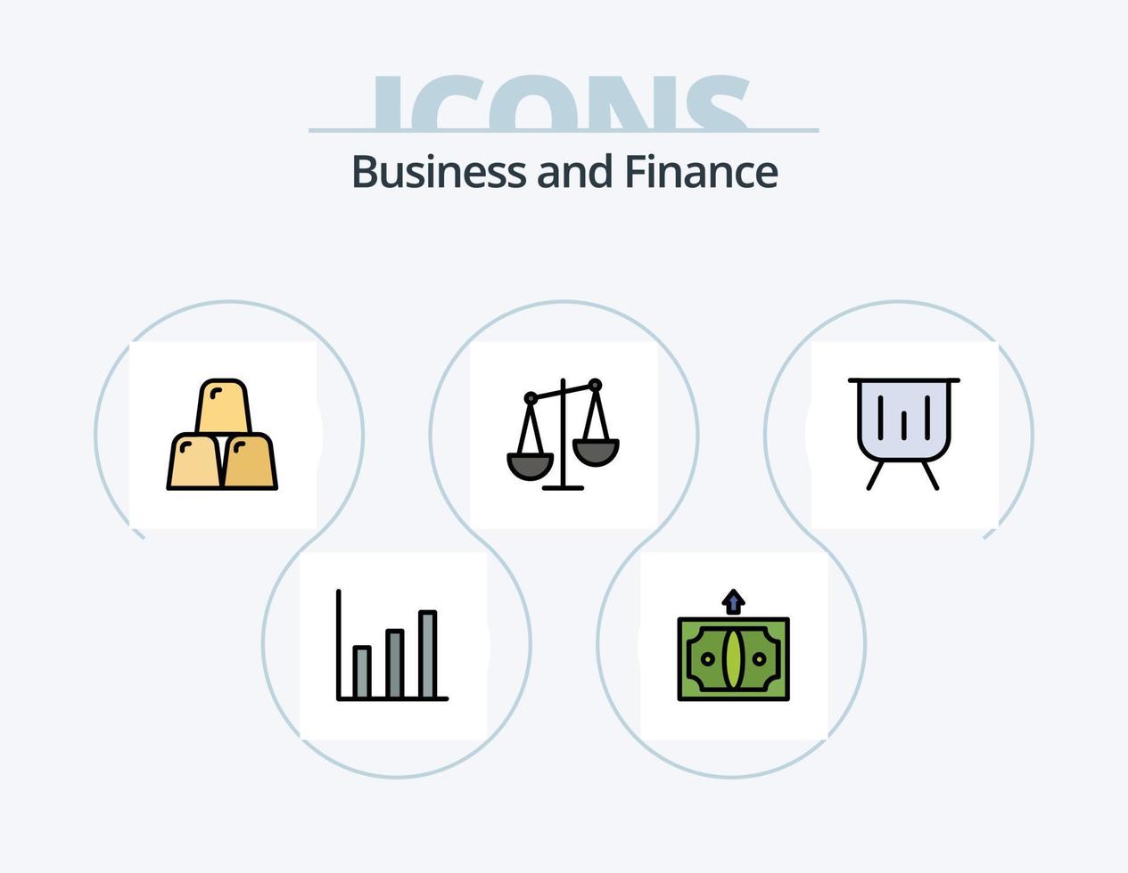 paquete de iconos lleno de línea de finanzas 5 diseño de iconos. gráfico. presentación. menos. actuación. Finanzas vector