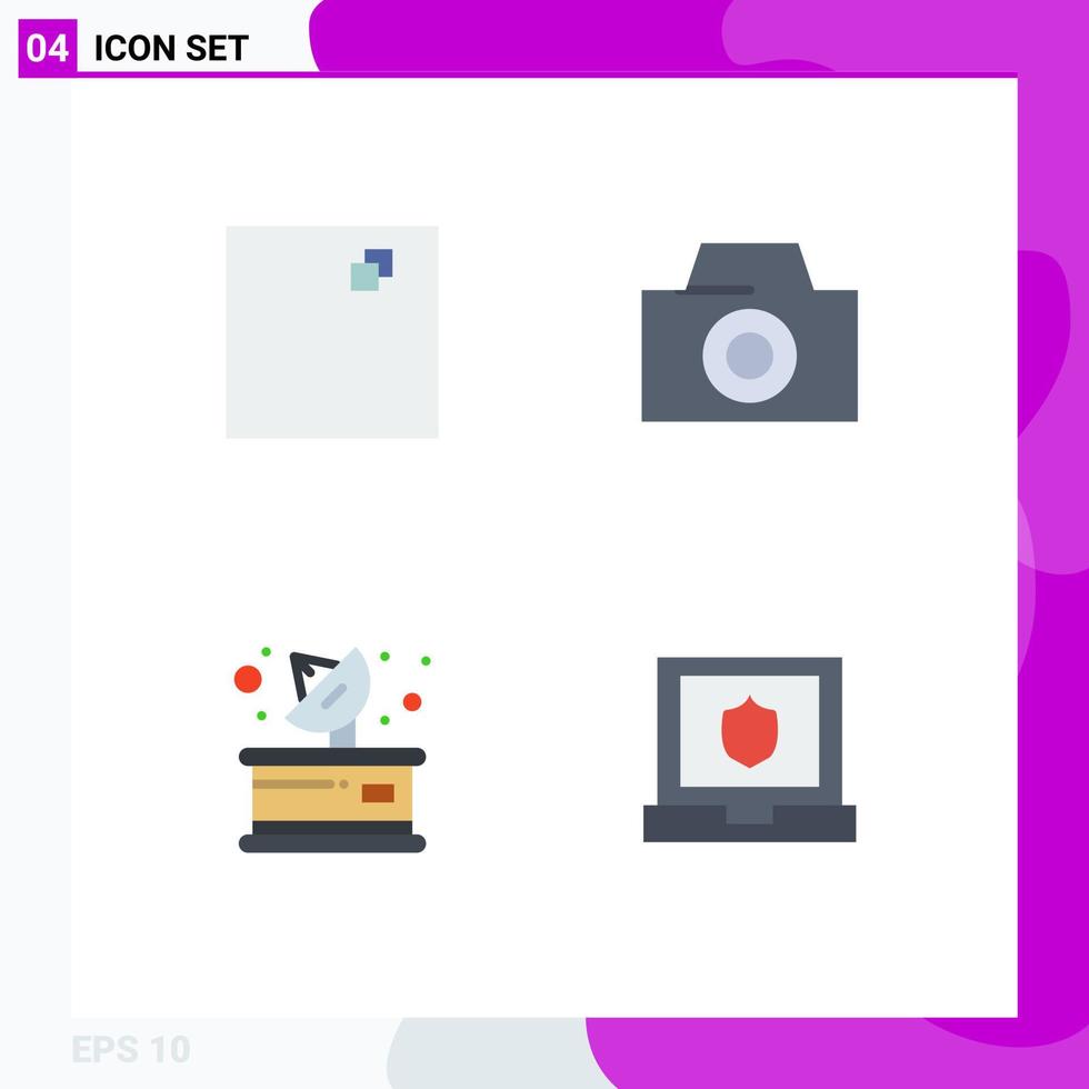 Pictogram Set of 4 Simple Flat Icons of full screen security camera parabolic 5 Editable Vector Design Elements