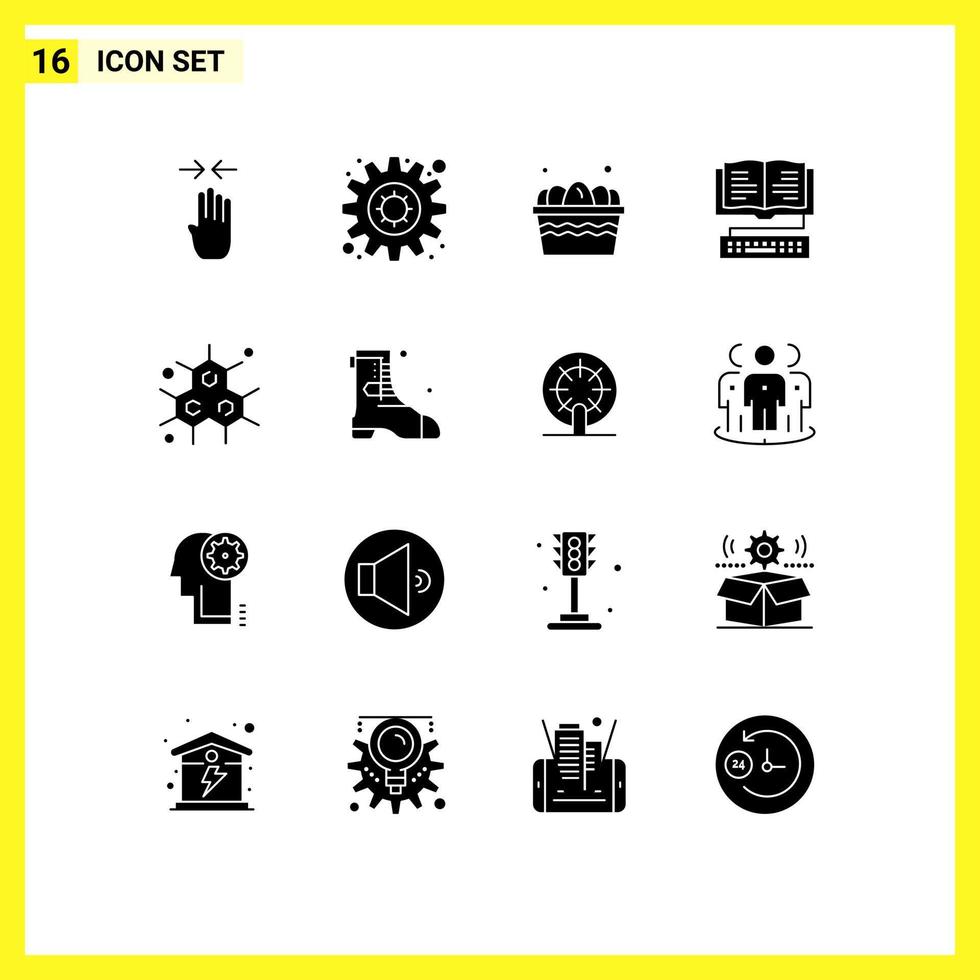 paquete de iconos vectoriales de stock de 16 signos y símbolos de línea para elementos de diseño vectorial editables de educación clave de huevo químico científico vector