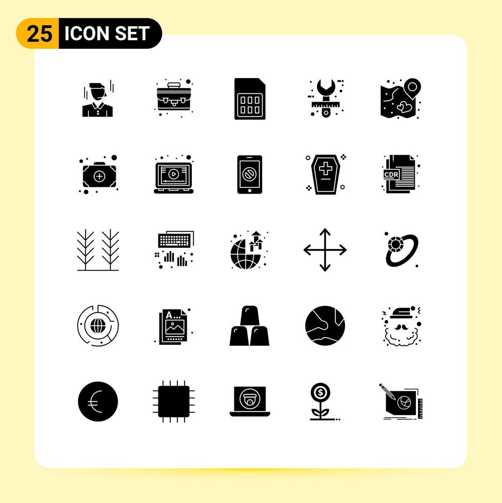 Set of 25 Modern UI Icons Symbols Signs for heart stationery mobile design architect Editable Vector Design Elements