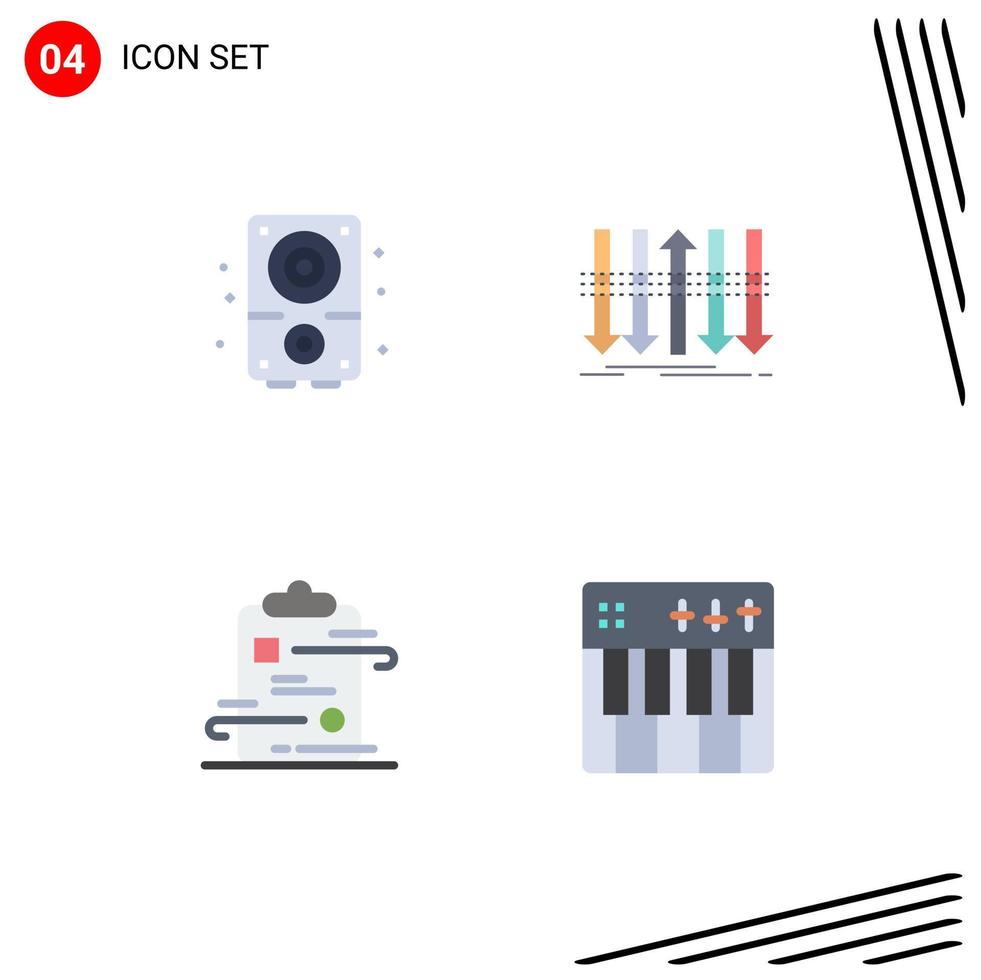 Universal Icon Symbols Group of 4 Modern Flat Icons of audio clipboard sound distinction checklist Editable Vector Design Elements