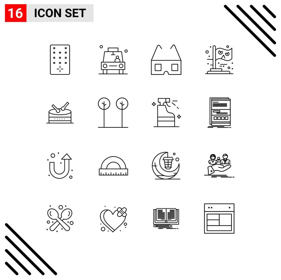 16 Outline concept for Websites Mobile and Apps eco drum cinema witch halloween Editable Vector Design Elements