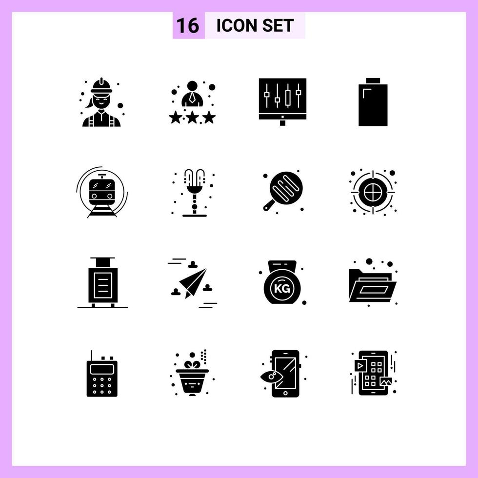 16 iconos creativos, signos y símbolos modernos de potencia, clasificación de batería, datos de mercado, elementos de diseño vectorial editables vector