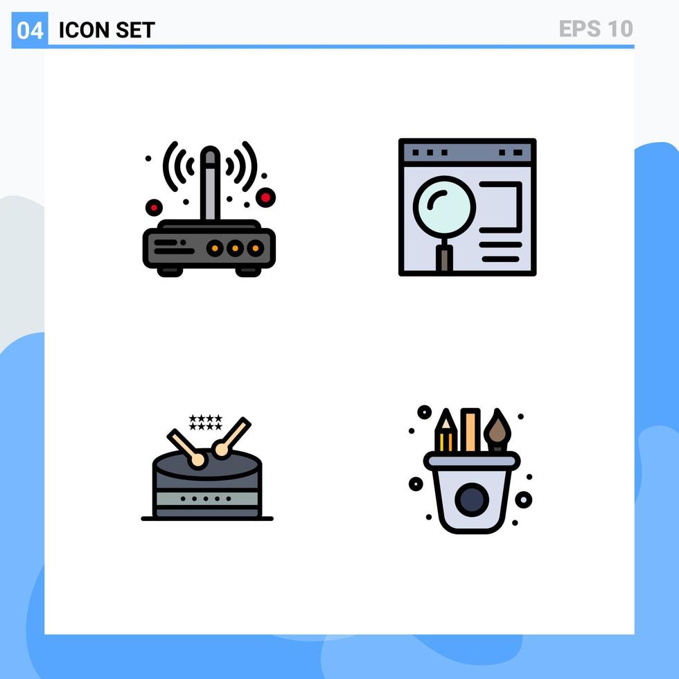 Stock Vector Icon Pack of 4 Line Signs and Symbols for modem web connection interface instrument Editable Vector Design Elements