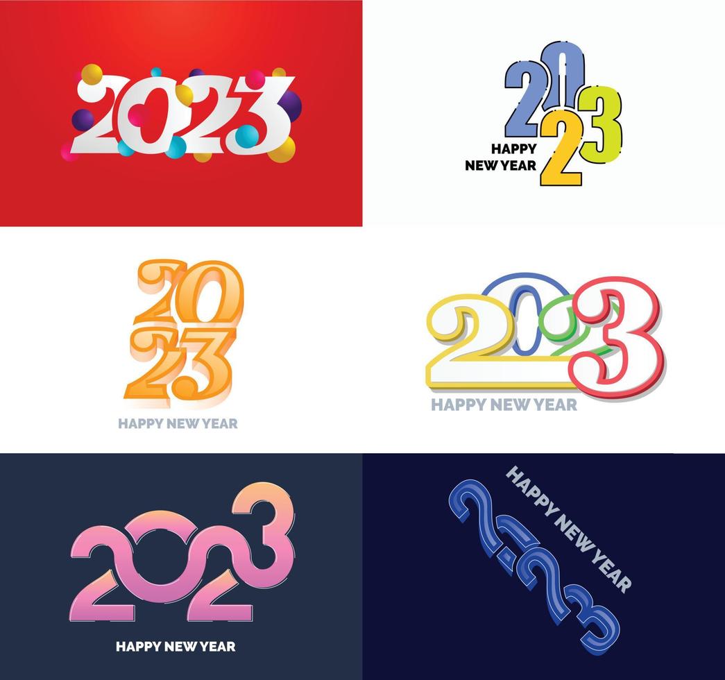 Big Set of 2023 Happy New Year logo text design 2023 number design template vector