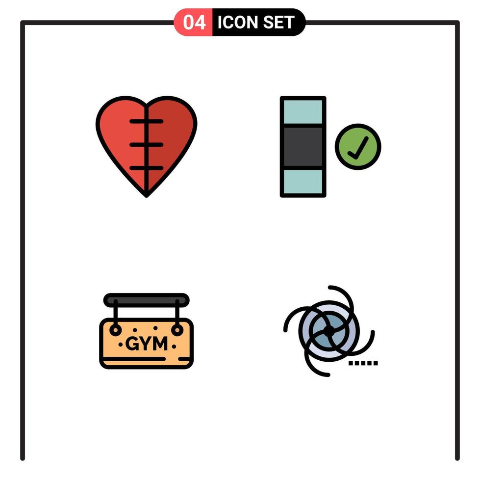 Stock Vector Icon Pack of 4 Line Signs and Symbols for heart sign medical sign data cosmos Editable Vector Design Elements