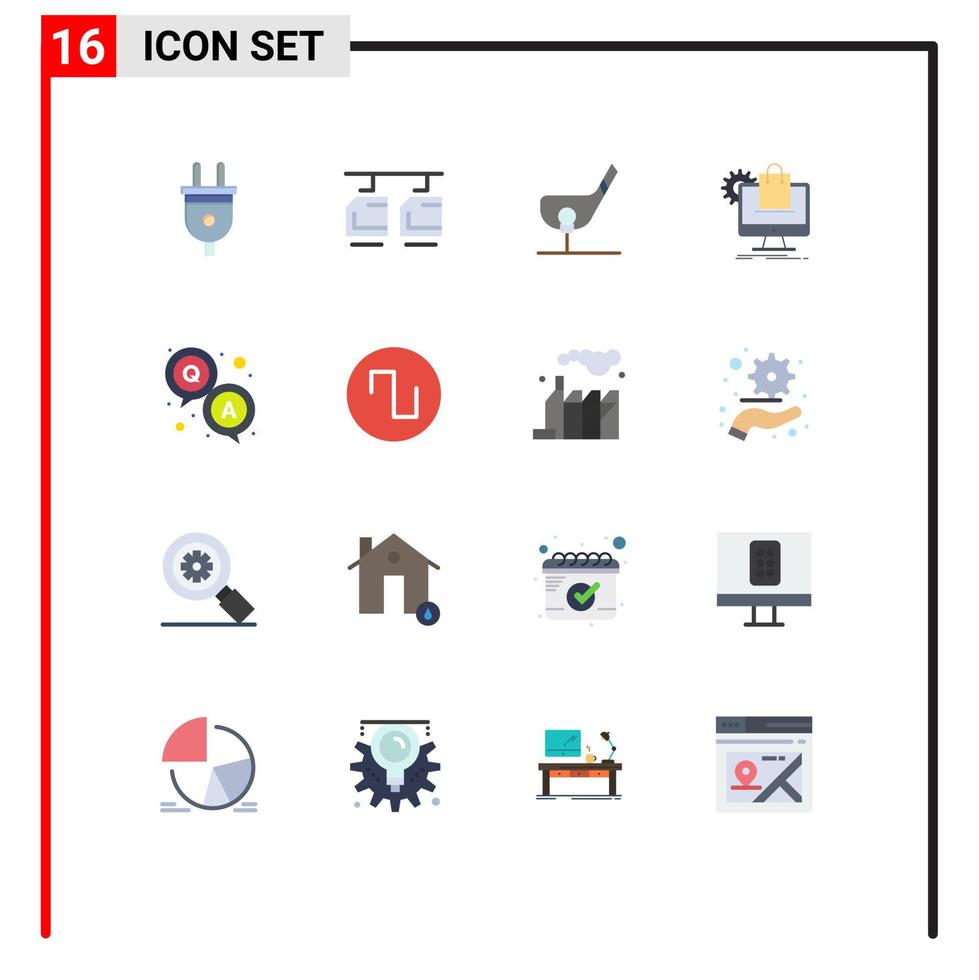 Flat Color Pack of 16 Universal Symbols of cart ecommerce aim online shot Editable Pack of Creative Vector Design Elements