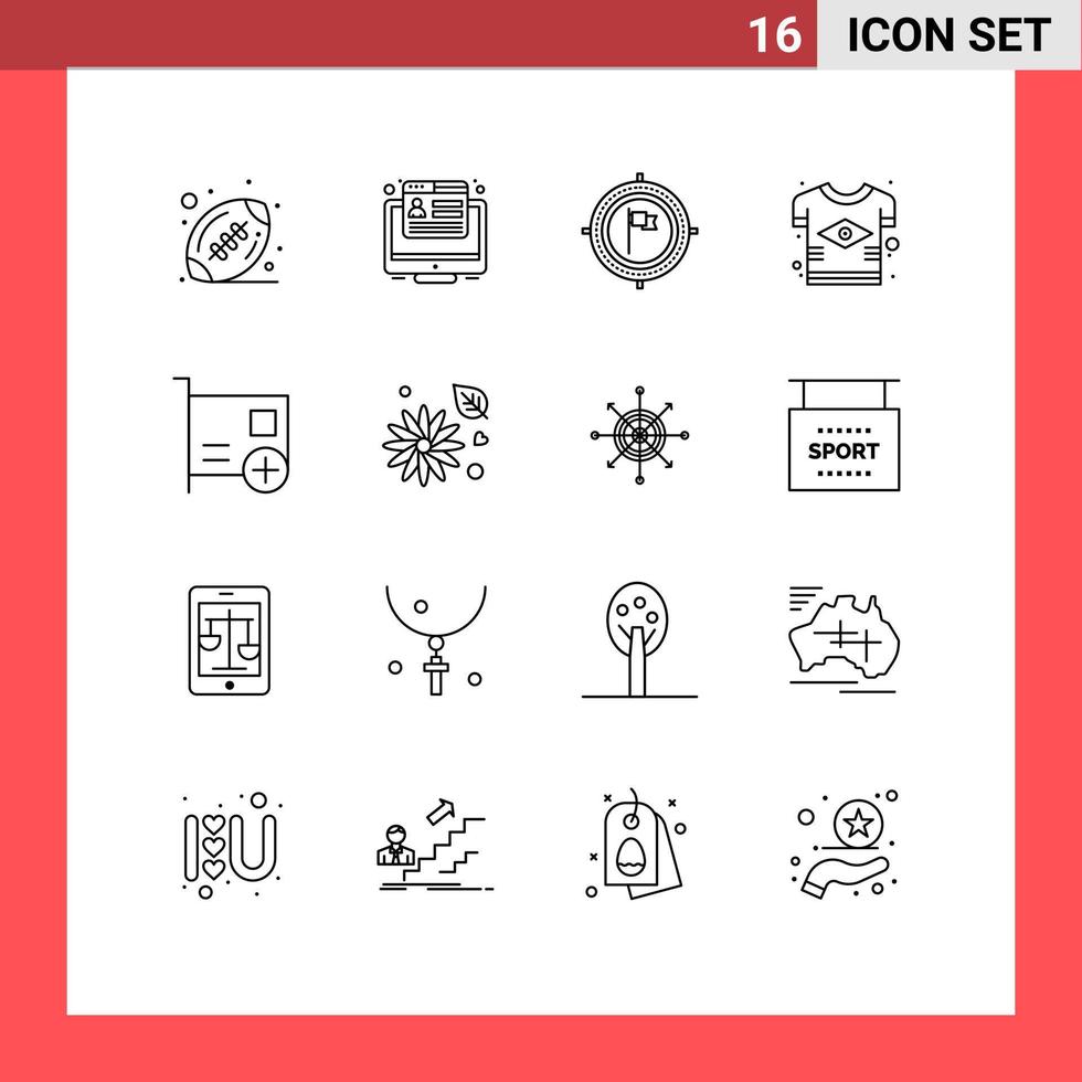 Outline Pack of 16 Universal Symbols of add flag business country brazil Editable Vector Design Elements
