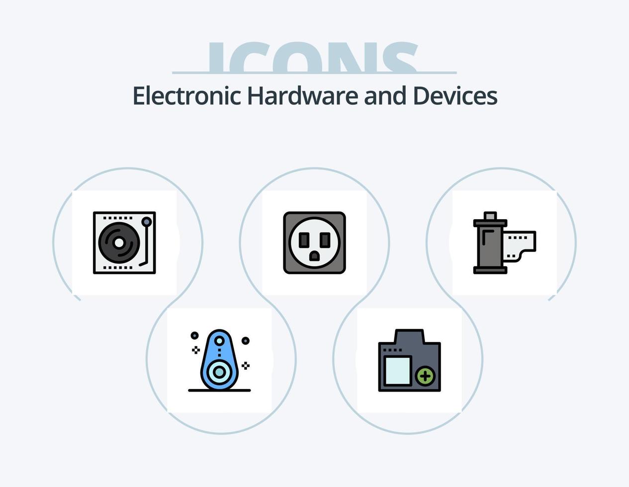 Devices Line Filled Icon Pack 5 Icon Design. power. devices. signal. charge. stick vector