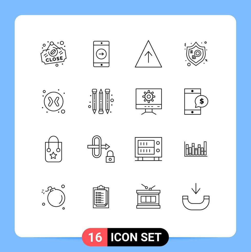 Set of 16 Modern UI Icons Symbols Signs for change arrows woman career protection justice Editable Vector Design Elements