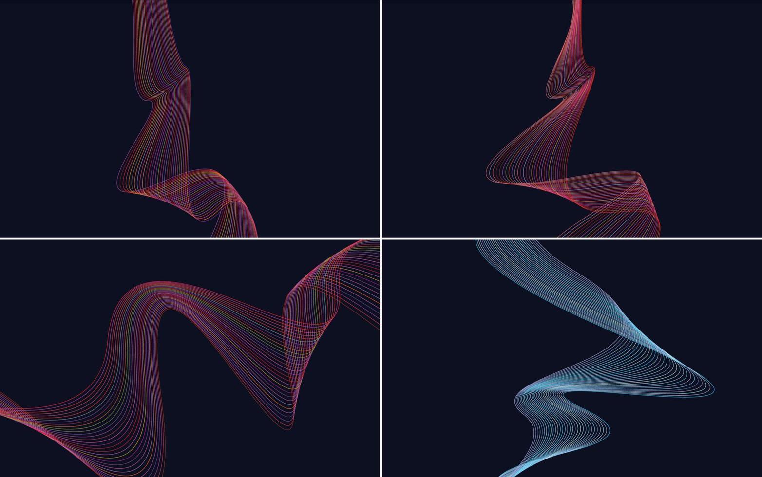 Modern wave curve abstract vector background pack for a contemporary and clean design