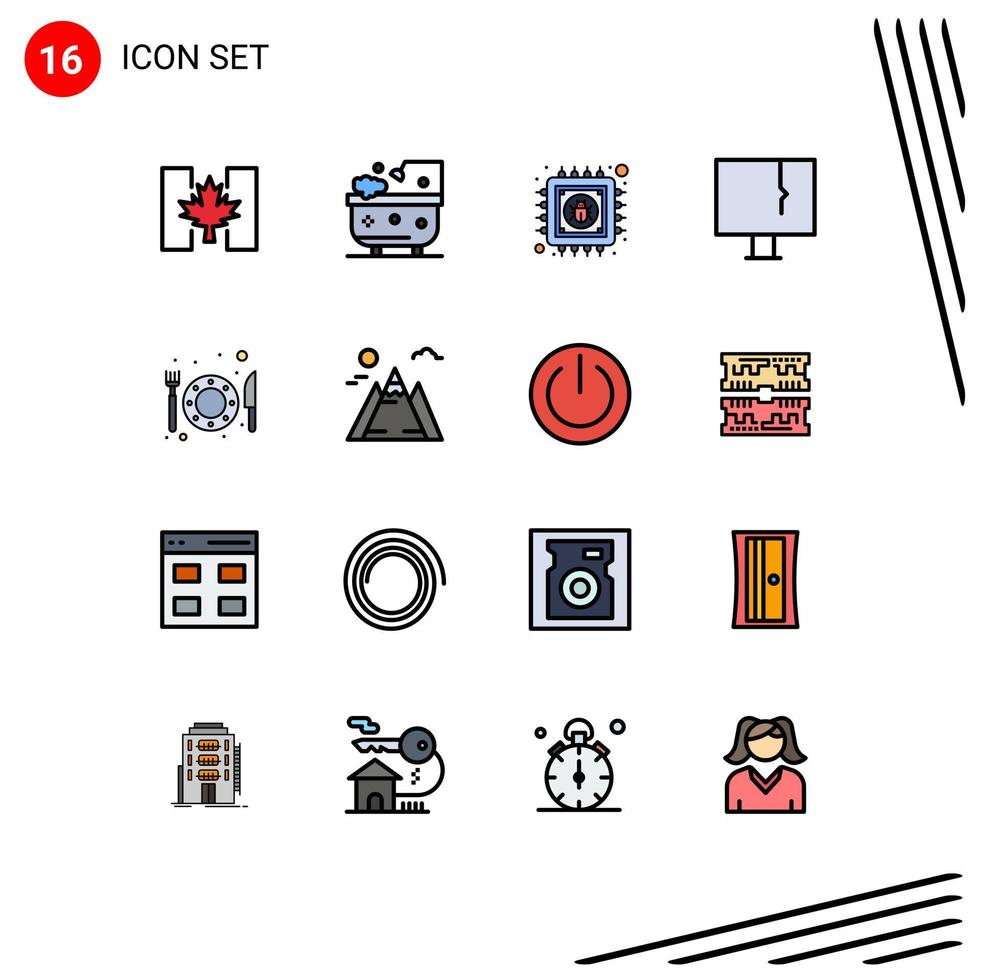 paquete de iconos de vector de stock de 16 signos y símbolos de línea para antivirus de virus de alimentos alerta de pc elementos de diseño de vector creativo editable