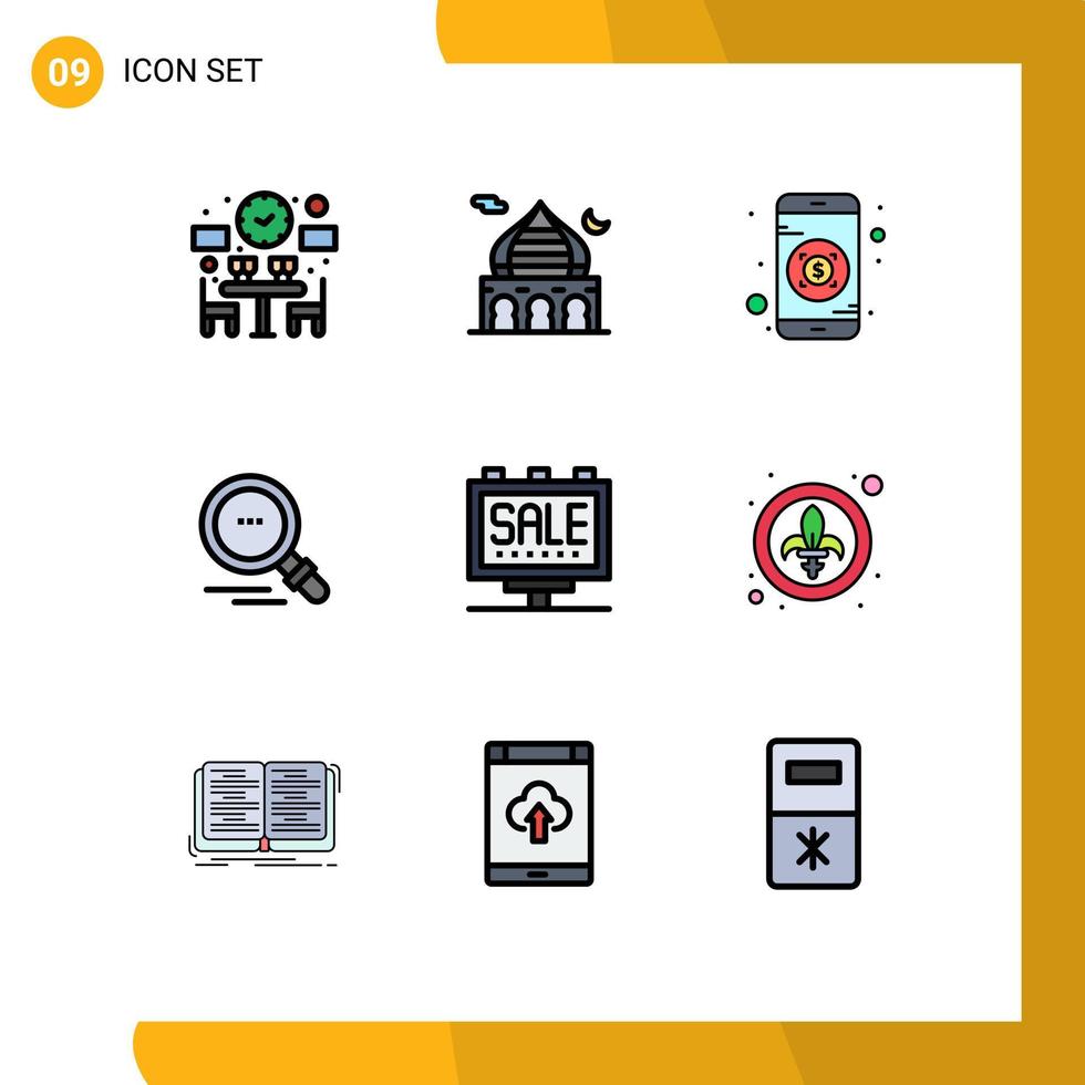 paquete de iconos de vector de stock de 9 signos y símbolos de línea para publicidad de marketing orar motivación buscar elementos de diseño de vector editables