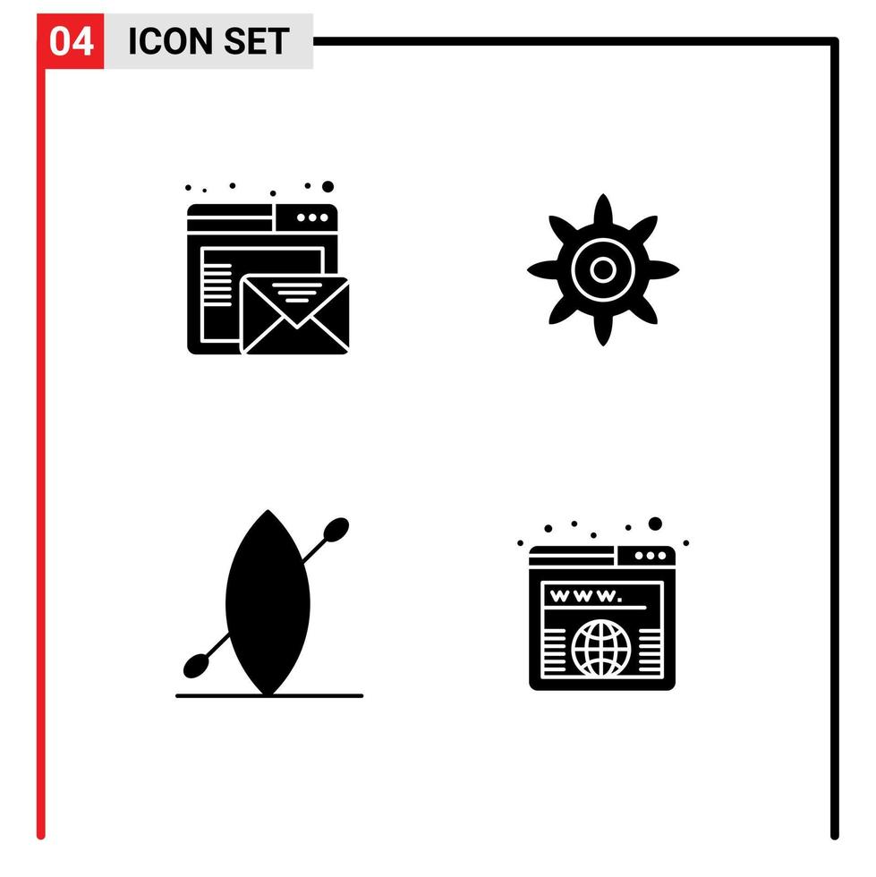 4 Thematic Vector Solid Glyphs and Editable Symbols of browser address online beach url Editable Vector Design Elements