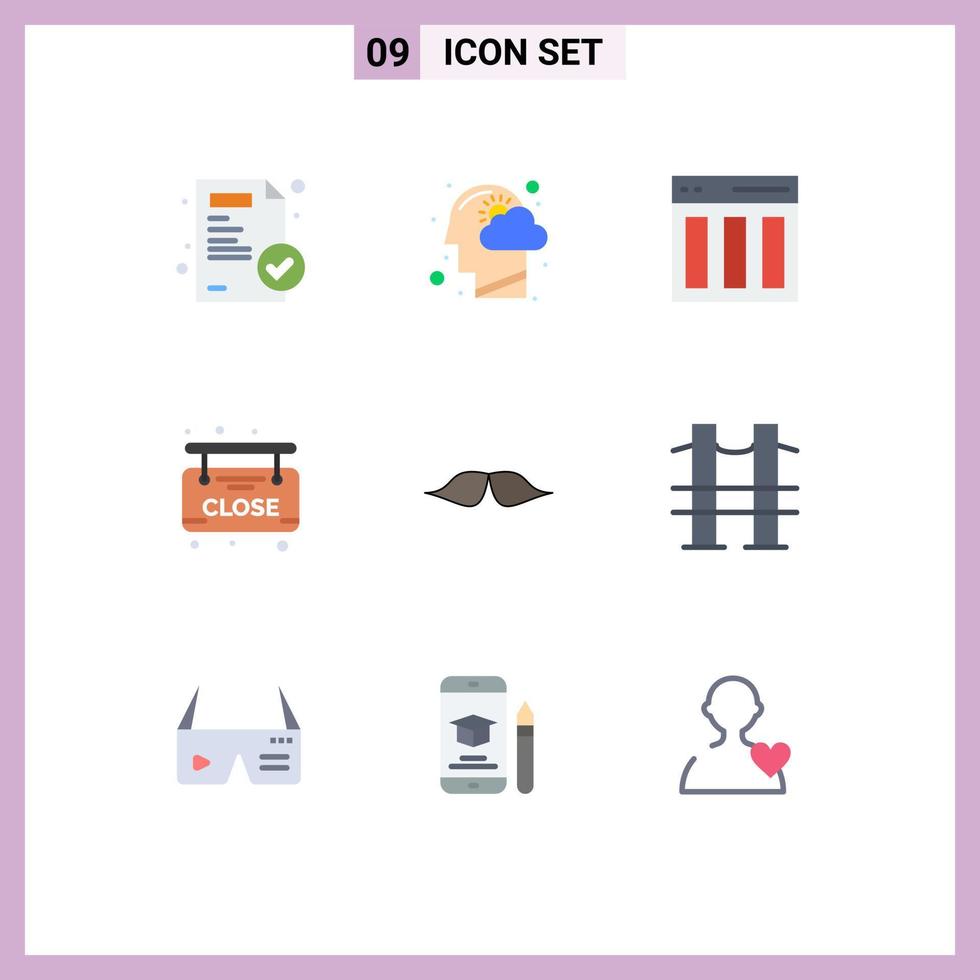 Universal Icon Symbols Group of 9 Modern Flat Colors of hipster close columns board user Editable Vector Design Elements