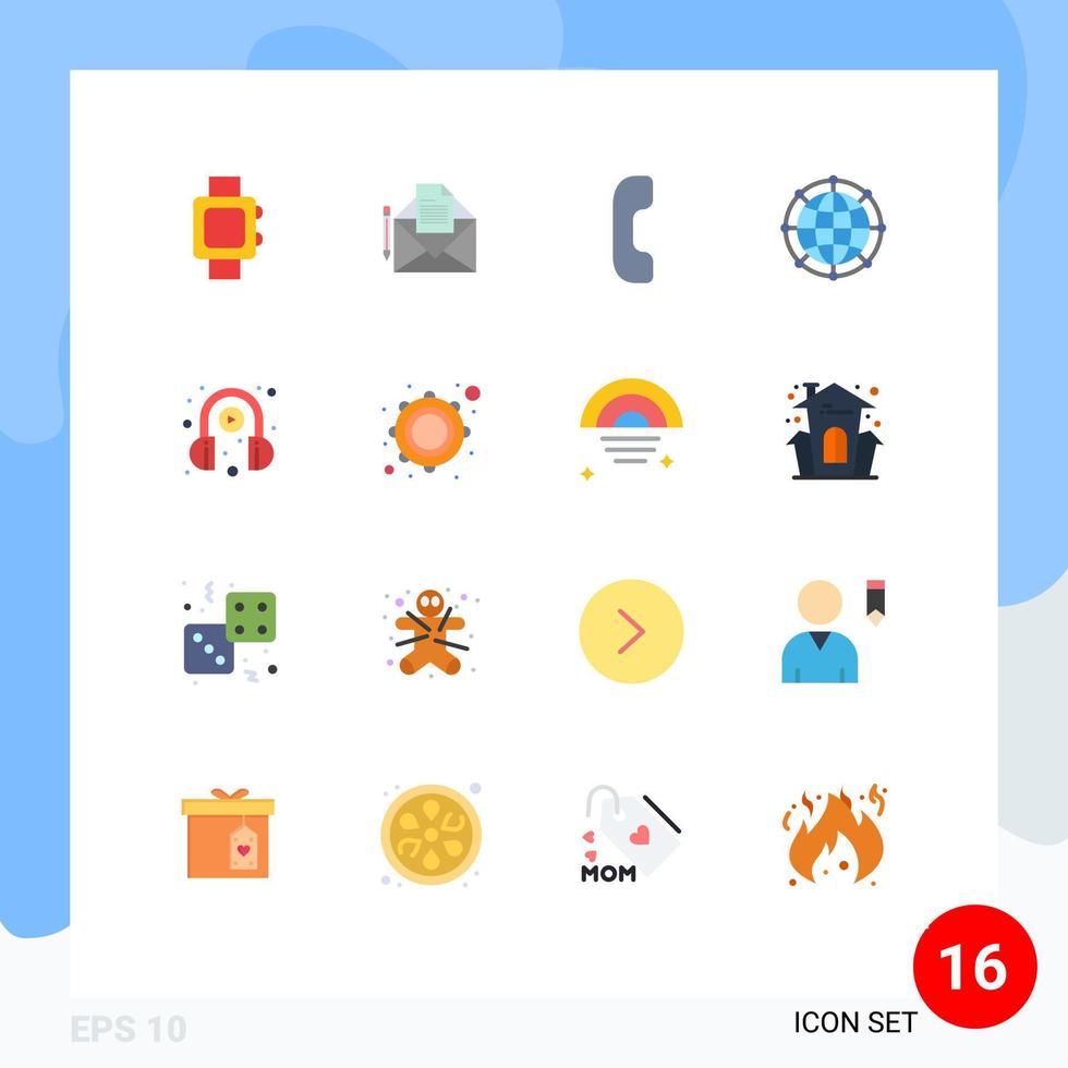 16 Thematic Vector Flat Colors and Editable Symbols of learning e learning call technology internet Editable Pack of Creative Vector Design Elements