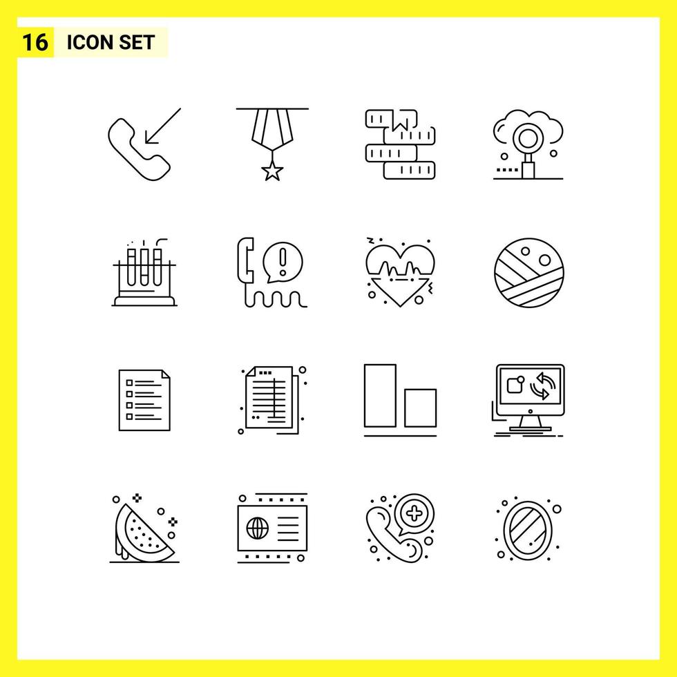 Pack of 16 Modern Outlines Signs and Symbols for Web Print Media such as optimization engine plain cloud learning Editable Vector Design Elements