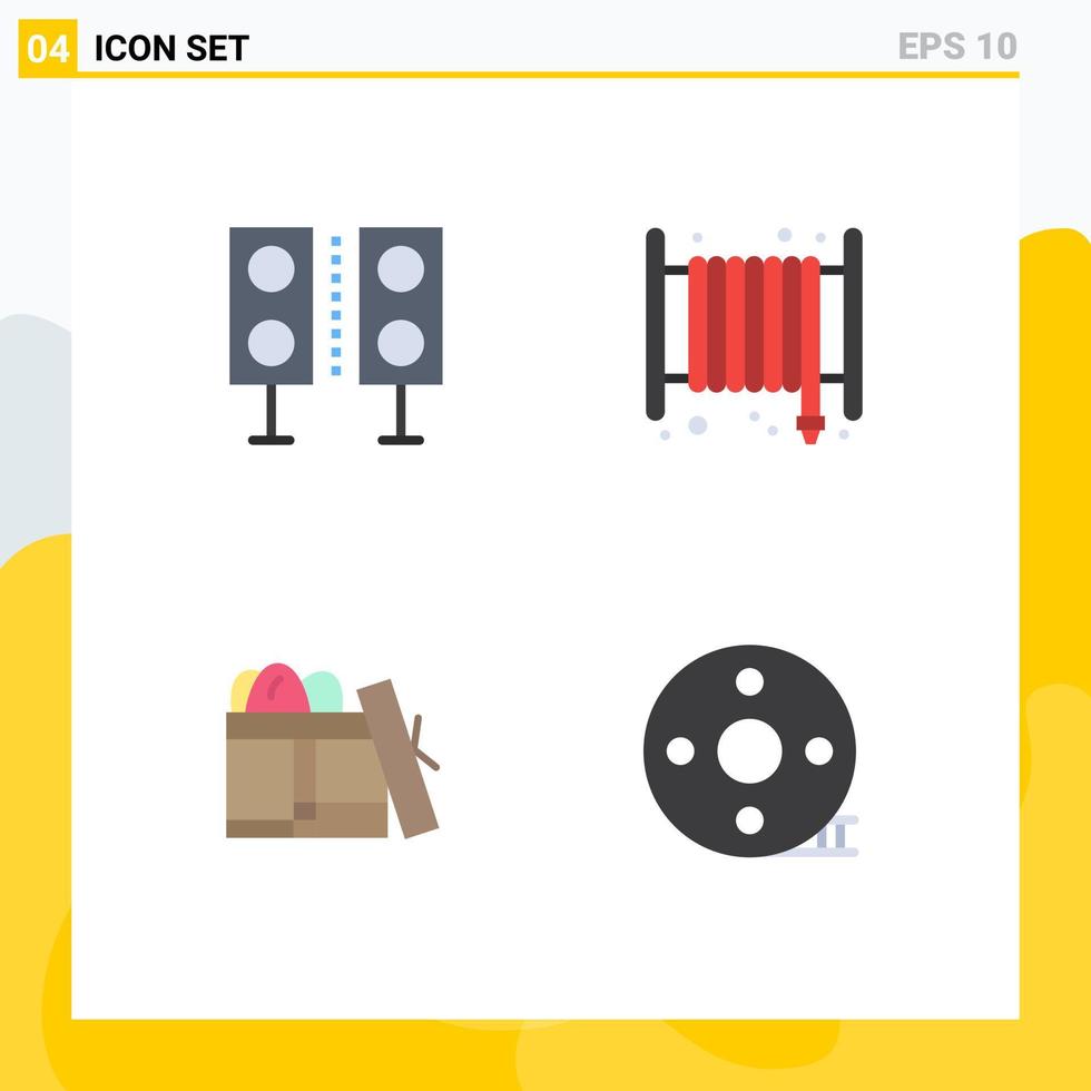 4 Universal Flat Icon Signs Symbols of devices gift speaker emergency birthday Editable Vector Design Elements