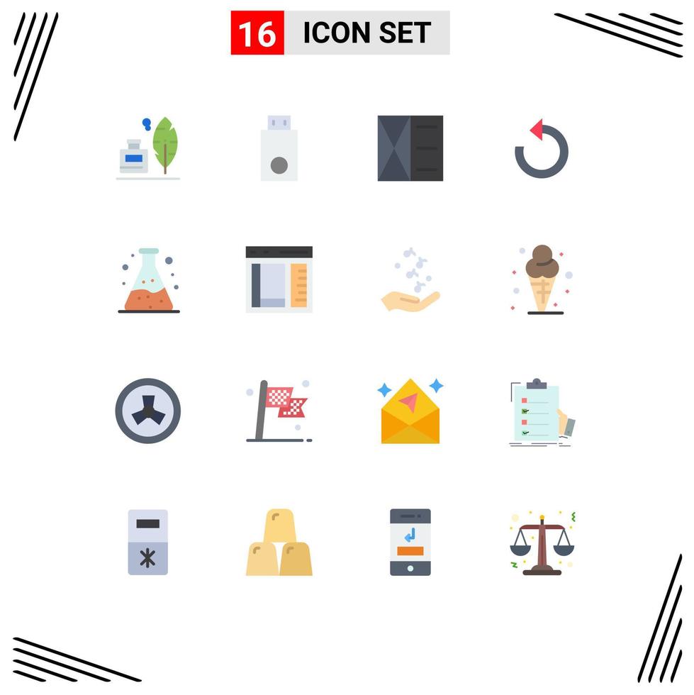 Mobile Interface Flat Color Set of 16 Pictograms of pollution rotate technology reload wallet Editable Pack of Creative Vector Design Elements