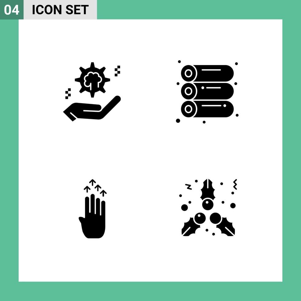 Modern Set of 4 Solid Glyphs Pictograph of setting four brain offset arrow Editable Vector Design Elements