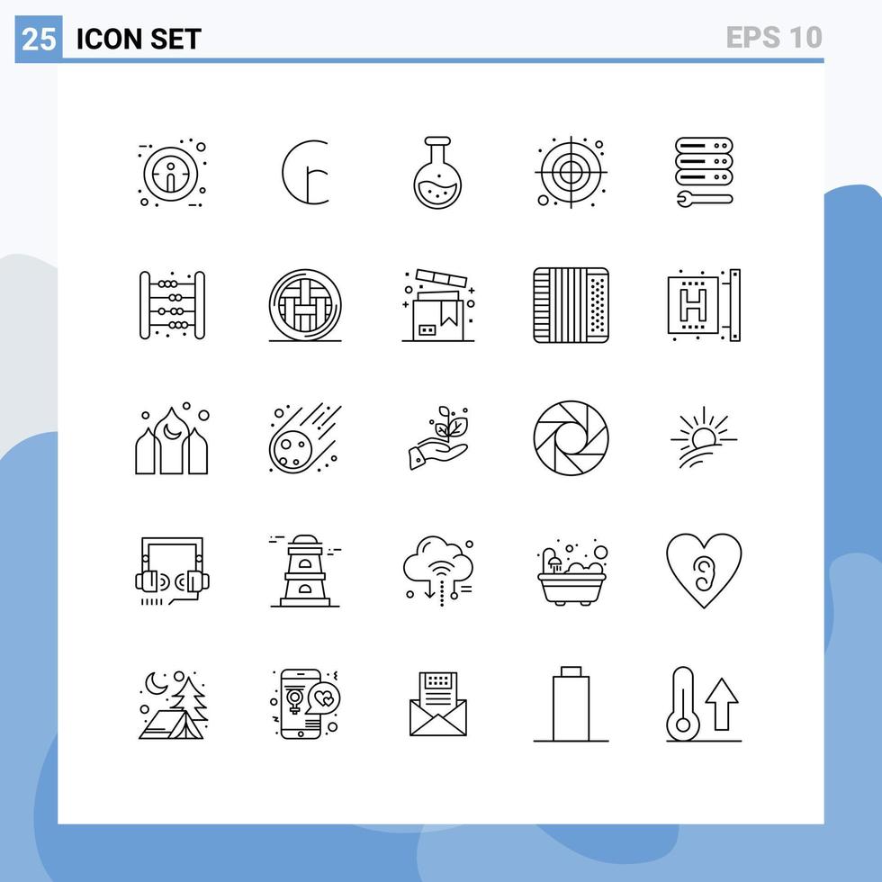Set of 25 Modern UI Icons Symbols Signs for settings target labe shape circular Editable Vector Design Elements