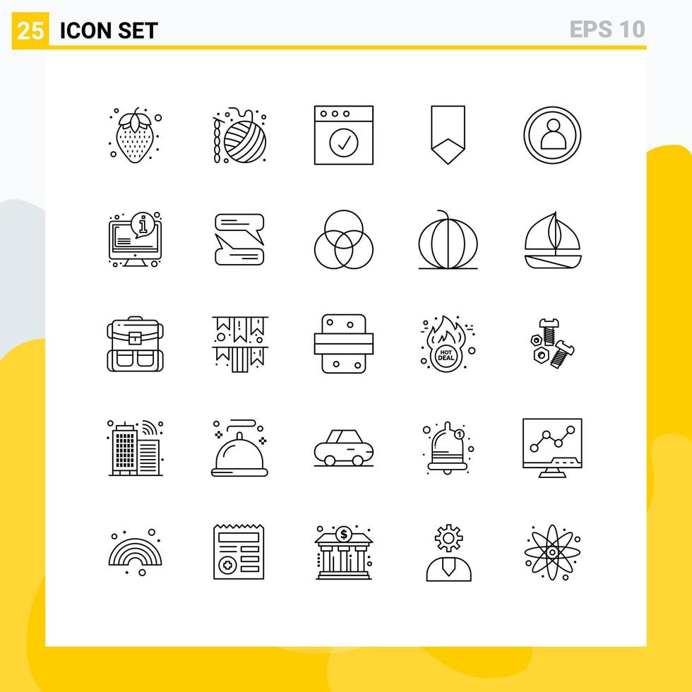 25 Universal Line Signs Symbols of person military app medal award Editable Vector Design Elements