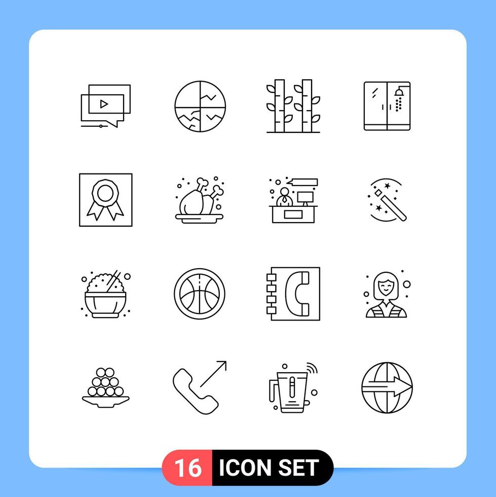 Set of 16 Modern UI Icons Symbols Signs for badge plumbing skin plumber nature Editable Vector Design Elements