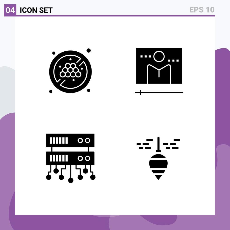 Modern Set of 4 Solid Glyphs and symbols such as no diet shared server broadcast media player plumb Editable Vector Design Elements